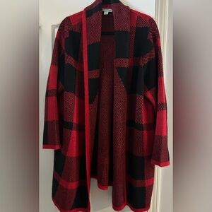 Catherines Red and Black Checkered Cardigan